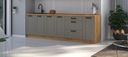 Комплект яркой, стоячей кухонной мебели, 150 см. Светло-серый / Артизан