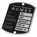 ЗАВОДСКАЯ ТАБЛИЧКА МОТОЦИКЛ ROMET KOMAR ТИП 23