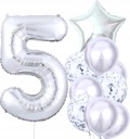 Воздушные шары 10 шт на пятый день рождения Серебряное конфетти