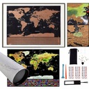 MAPA ŚWIATA ZDRAPKA XL ZŁOTA PLAKAT PODRÓŻNIKA *ZESTAW AKCESORIÓW GRATIS*