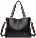 Женская черная коричневая элегантная вместительная сумка на плечо для работы в подарок
