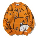 Jesenný bavlnený sveter roztomilý sveter s kreslenou mačkou Dominujúci materiál syntetický materiál