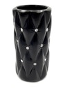 КЕРАМИЧЕСКАЯ ВАЗА ДЛЯ ЦВЕТОВ С КРИСТАЛЛАМИ, ЧЕРНЫЙ ГЛАМУР