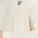 Karl Lagerfeld pánsky sveter z vlny klasický ecru logo XL Odtieň ecru