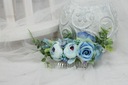 Гребень для волос с пионовидной розой BLUE boho свадьба