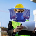 1 КОМПЛЕКТ NIEBIESKIEGO ODBLASKOWEGO ШОЛОМА OCHRONNEGO Z ЗАХИСТ ПРОТИ SLONECZNA I ODDYCHAJACYM SIATECZKOWYM OCHRONNIKIEM KARKU  фото 5