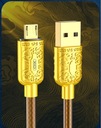 XO Kabel USB do microUSB 1 m 2,4A wytrzymały w oplocie złoty Stan opakowania oryginalne