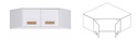 szafa wysoka narożna z półkami drążkami biała z nadstawką duża Grant 08/15 Szerokość mebla 91 cm