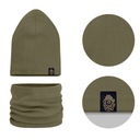 Комплект шарф-шапка однослойный хлопковый в полоску 48-56 хаки ВЕСНА