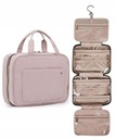 Дорожная косметичка, вместительная подвесная сумка, розовая.