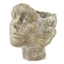 ЦВЕТОЧНЫЙ ГОРШОК ЗОЛОТО-КОРИЧНЕВЫЙ ГОЛОВКА 18x18x14см ЦЕМЕНТ