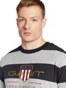GANT Pánske pruhované tričko s logom Gant S Dominujúca farba sivá