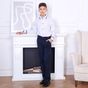 Элегантная рубашка на пуговицах с длинными рукавами для мальчика, белая, с темно-синим Бикс 170
