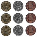 ZESTAW 9 STOLICOWYCH METALOWYCH MONET LARP RPG