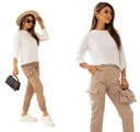 ЖЕНСКИЙ ХЛОПКОВЫЙ КОМПЛЕКТ, БЛУЗКА С ДЛИННЫМ РУКАВОМ, БРЮКИ-КАРГО