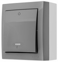 SIMON AQUACLICK Łącznik natynkowy podwójny dwubiegunowy LED IP44 10A szary