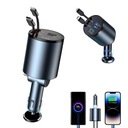 ŁADOWARKA WYSUWANA SAMOCHODOWA OBROTOWY 120W ZAPALNICZKA USB-C Z KABLE 4W1
