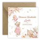 ПРИГЛАШЕНИЯ НА ЮБИЛЕЙ + ИМЯ + КОНВЕРТ С МЕДВЕДЕМ В БОХО