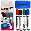 МАРКЕРЫ 4 ШТ. СУХОЕ СТИРАНИЕ - ГУБКА С МАГНИТОМ