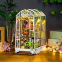 Miniatúrny domček Book Nook Biela oranžová 3D model Podpera Kvety Záhrada Materiál drevo