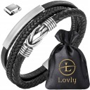 МУЖСКОЙ ЧЕРНЫЙ КОЖАНЫЙ БРАСЛЕТ, ЭЛЕГАНТНЫЙ, НЕРЖАВЕЮЩАЯ СТАЛЬ + УДЛИНИТЕЛЬ