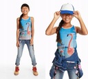 Футболка Desigual с бирюзовым верхом и фламинго, 11/12 лет