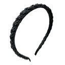 Черная повязка для волос с бисером, жемчугом, плетеными узкими ретро-бусами