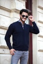 Pánsky sveter na zips - tmavomodrý 5XL Značka iná
