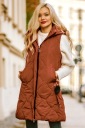 Длинный стеганый жилет с капюшоном S M