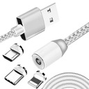 МАГНИТНЫЙ КАБЕЛЬ 3в1 ДЛЯ IPHONE LIGHTNING ANDROID MICRO USB TYPE-C ДЫШАЩИЙ 1м
