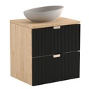 Шкаф под умывальник 60 см Дуб/Черный с рифлеными фасадами Willy