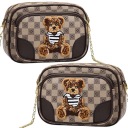 ЖЕНСКАЯ СУМКА ЧЕРЕЗ ПЛЕЧО МАЛЕНЬКИЙ ПЛЮШЕВЫЙ МИШКА КЛЕТЧАТЫЙ СВЕТЛО-КОРИЧНЕВЫЙ