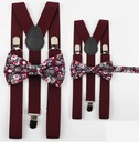 Мужские и детские подтяжки + бордовые галстуки с цветочным принтом.