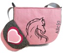 Сумка с нежно-розовой лошадкой с именем, в подарок кошелек-сердечко.