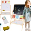 МАГНИТНАЯ МЕЛОВАЯ ДОСКА, ДВУХСТОРОННЯЯ, ДЕРЕВЯННАЯ, СПОСОБНОСТЬ, МЕЛ, ГУБКА, 6в1