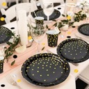 Sada Elegantné tanieriky hrnčeky EMPIRE papierové čierne so zlatými bodkami Počet kusov v sade 12 ks