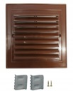 ВЕНТИЛЯЦИОННАЯ РЕШЕТКА 14X14 ДЫМОХОД, УГЛОВАЯ, КОРИЧНЕВАЯ РАМКА