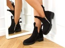 BOTKI DAMSKIE ZAMSZ OCIEPLONE CUT OUT CZARNE R37