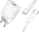 СЕТЕВОЕ ЗАРЯДНОЕ УСТРОЙСТВО XO 18 Вт + КАБЕЛЬ USB-C — Lightning
