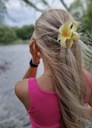Пряжка, заколка для волос, большой цветок, цветок бохо, гавайский, белый