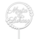 Белый топпер для тортов имен свадьба свадьба TśB-22