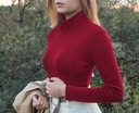 Красивая женская блузка-свитер с высоким воротником, хлопок, с длинным рукавом
