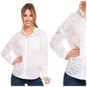 ЭЛЕГАНТНАЯ БЕЛАЯ ЖЕНСКАЯ РУБАШКА, ХЛОПОК, АЖУР, СВОБОДНАЯ БОХО МОРАЙ, размер XXL