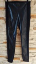 Armani Exchange ekskluzywne czarne legginsy z eko skóry Stan (wysokość w pasie) średni