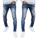 MĘSKIE SPODNIE JEANSOWE DZIURY PRZETARCIA NIEBIESKIE ux4226 - 31