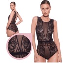 Боди Alles FROZEN BLACK, черное кружево, блестящий тюль - Размер. С
