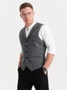 Pánska obleková vesta s golierom grafitová V1 OM-BLZV-0105 XL Model OM-BLZV-0105