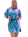 Dámske ležérne voľné holografické šaty s výstrihom do O, dlhé S Strih veľmi priliehavý