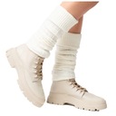 PODKOLANÓWKI DAMSKIE getry wełniane OCIEPLACZE Warkocz ecru Steven