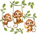 Наклейки на стены обезьяны 50x100 см MP1